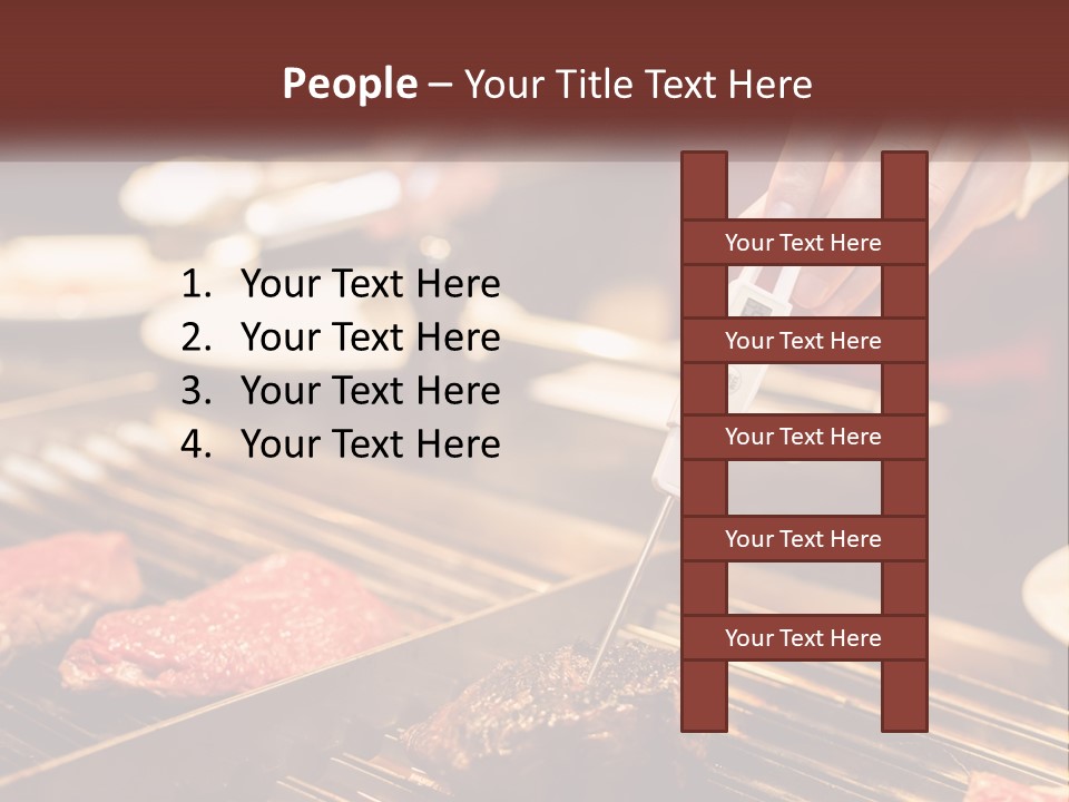 A Person Cooking Steaks On A Grill With A Thermometer PowerPoint Template