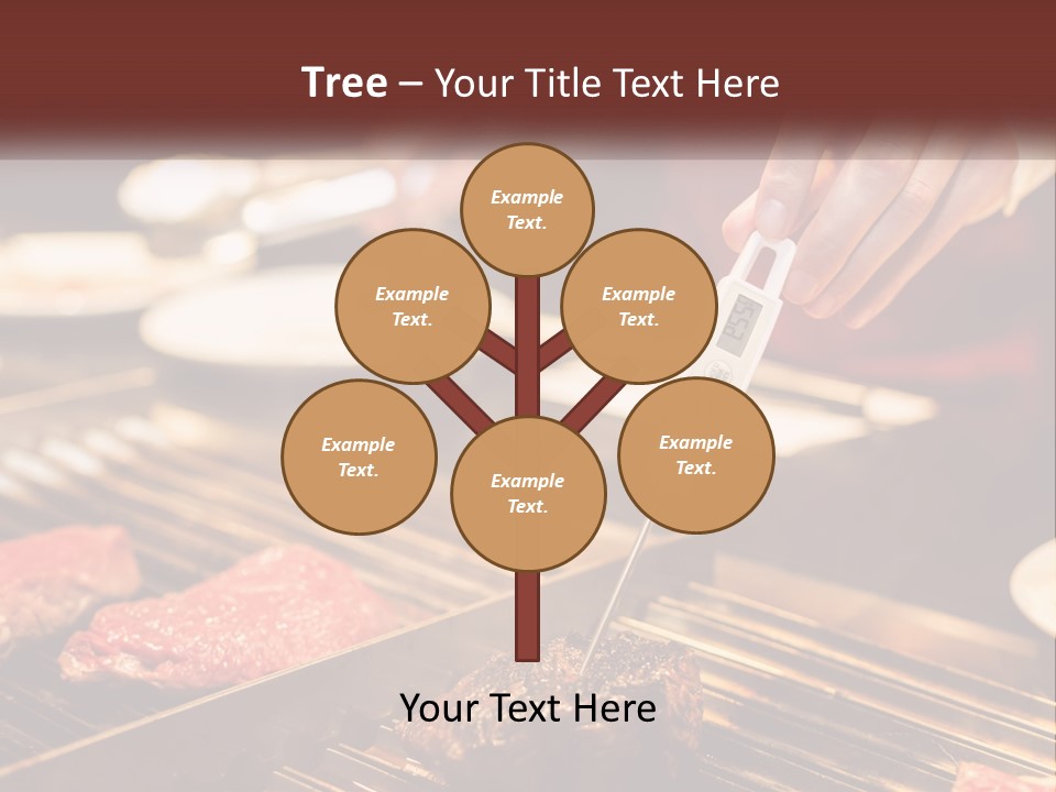 A Person Cooking Steaks On A Grill With A Thermometer PowerPoint Template