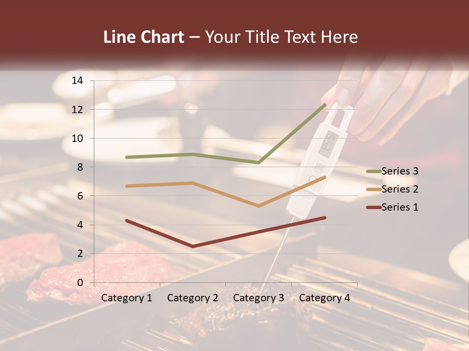 A Person Cooking Steaks On A Grill With A Thermometer PowerPoint Template