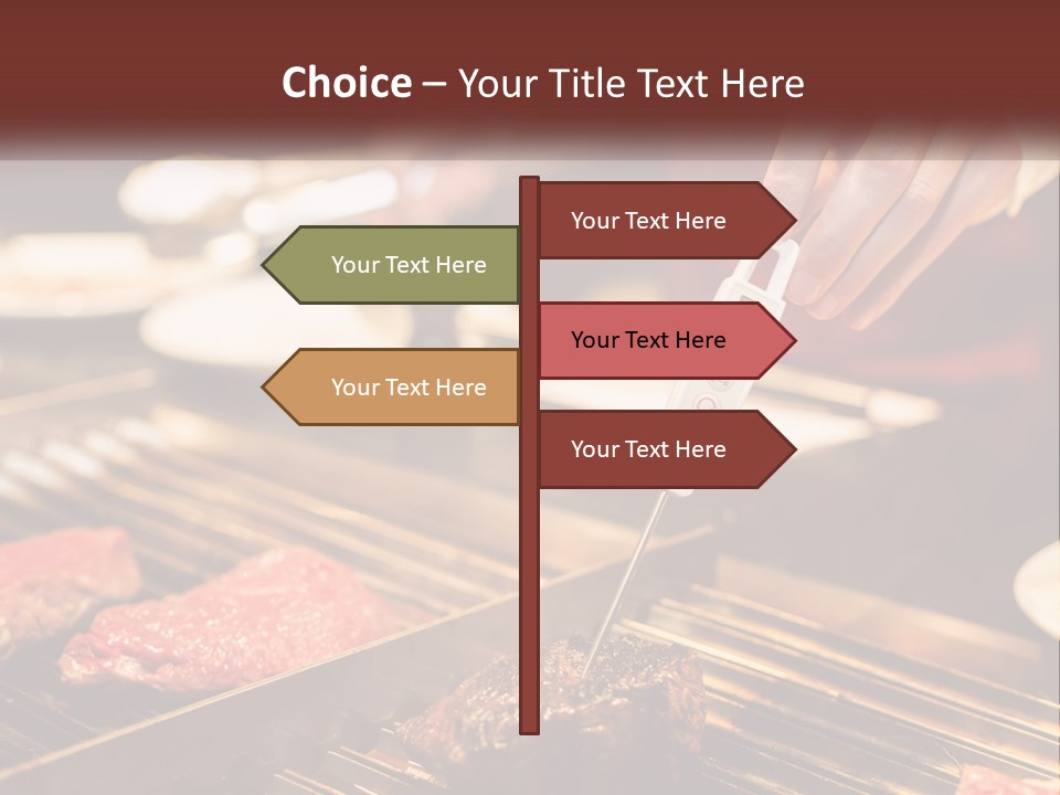 A Person Cooking Steaks On A Grill With A Thermometer PowerPoint Template