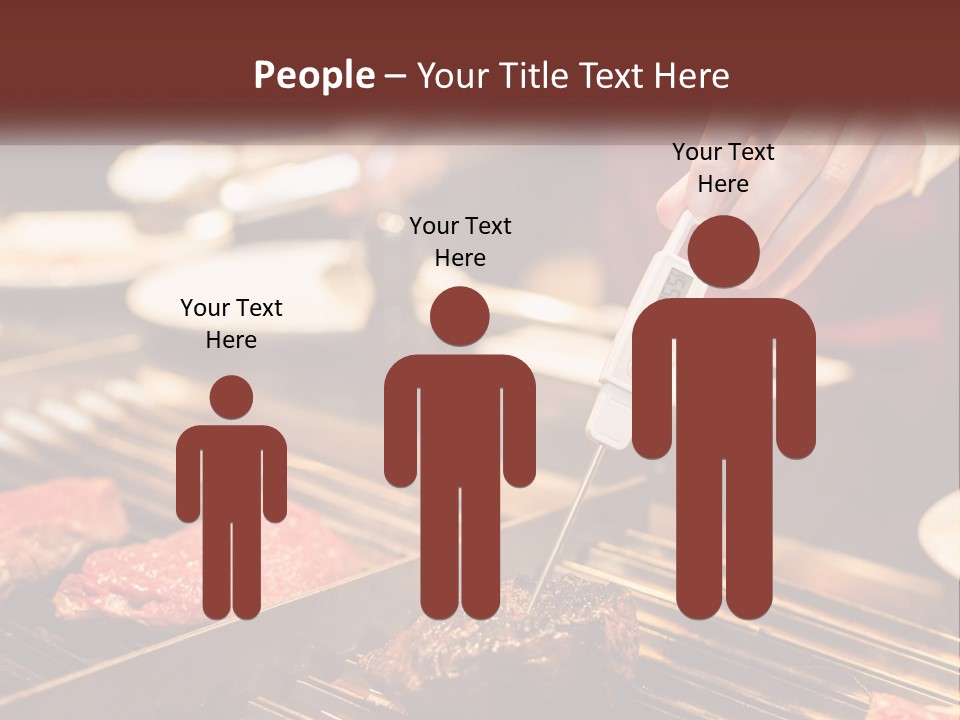 A Person Cooking Steaks On A Grill With A Thermometer PowerPoint Template