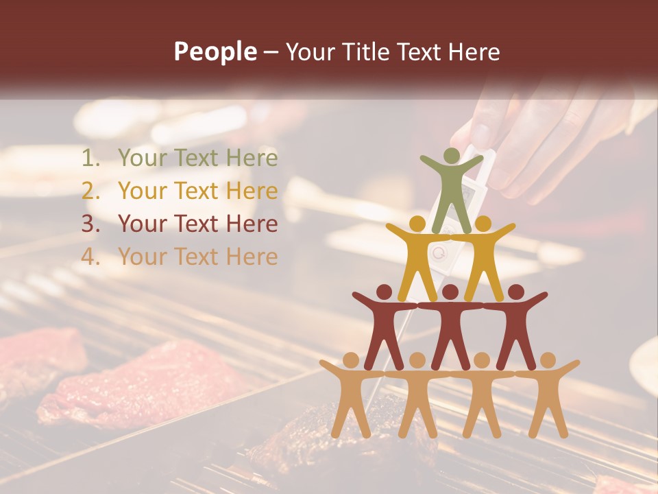 A Person Cooking Steaks On A Grill With A Thermometer PowerPoint Template