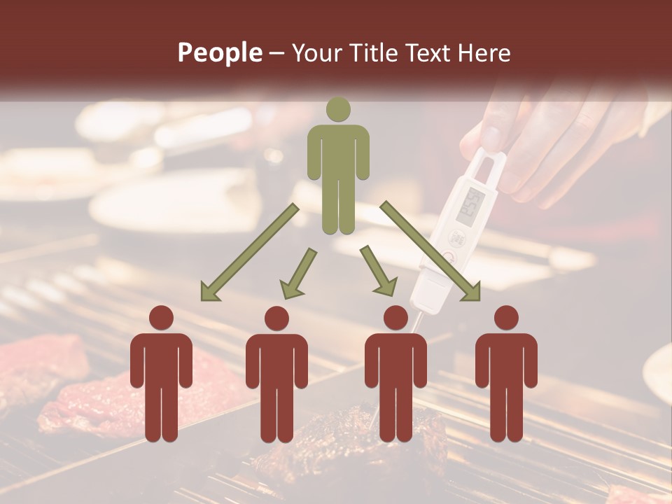 A Person Cooking Steaks On A Grill With A Thermometer PowerPoint Template