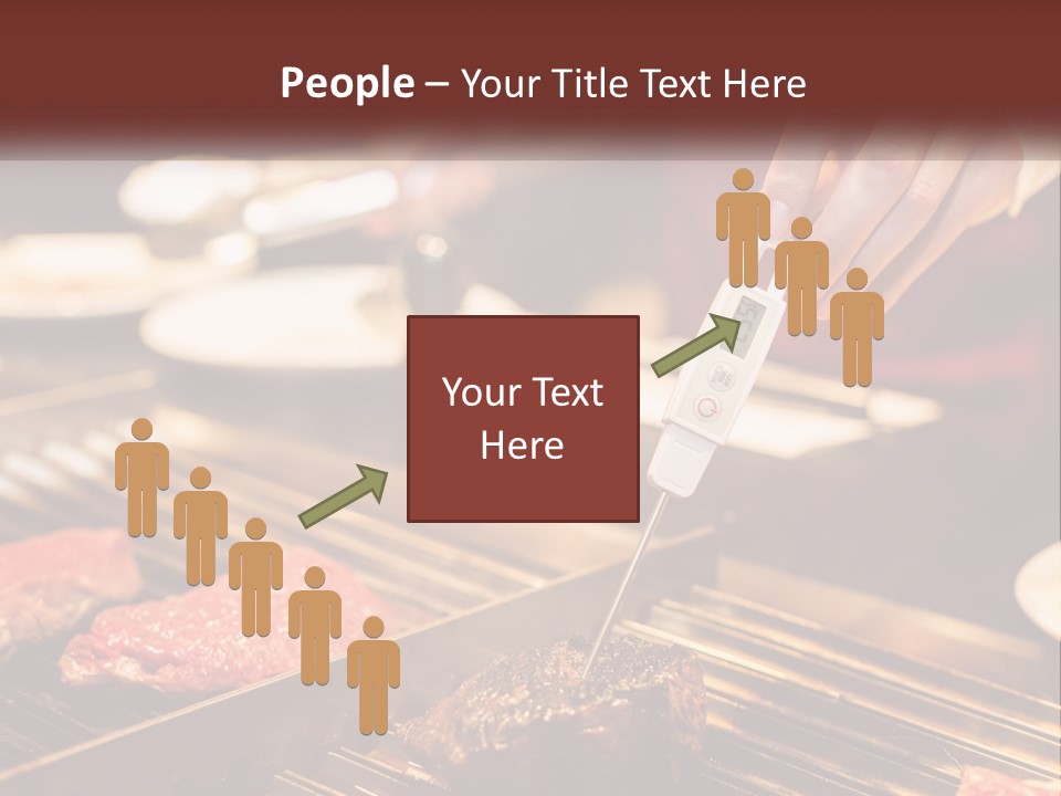 A Person Cooking Steaks On A Grill With A Thermometer PowerPoint Template