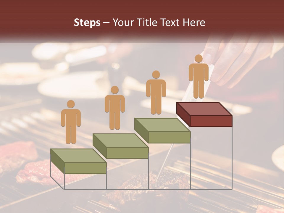 A Person Cooking Steaks On A Grill With A Thermometer PowerPoint Template