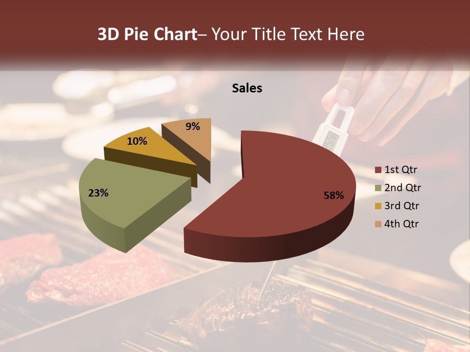 A Person Cooking Steaks On A Grill With A Thermometer PowerPoint Template