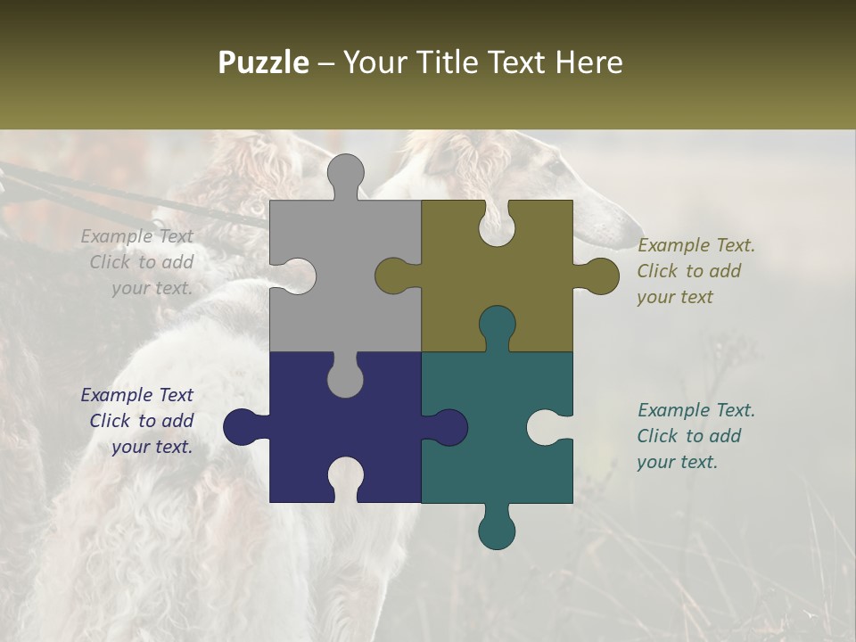 Two Dogs Standing Next To Each Other On A Leash PowerPoint Template