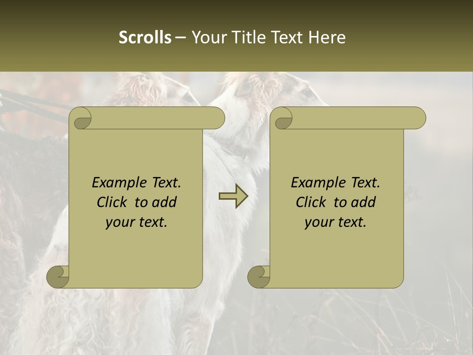Two Dogs Standing Next To Each Other On A Leash PowerPoint Template