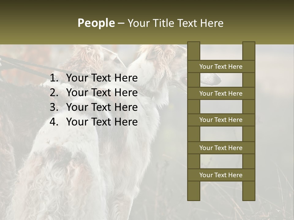 Two Dogs Standing Next To Each Other On A Leash PowerPoint Template