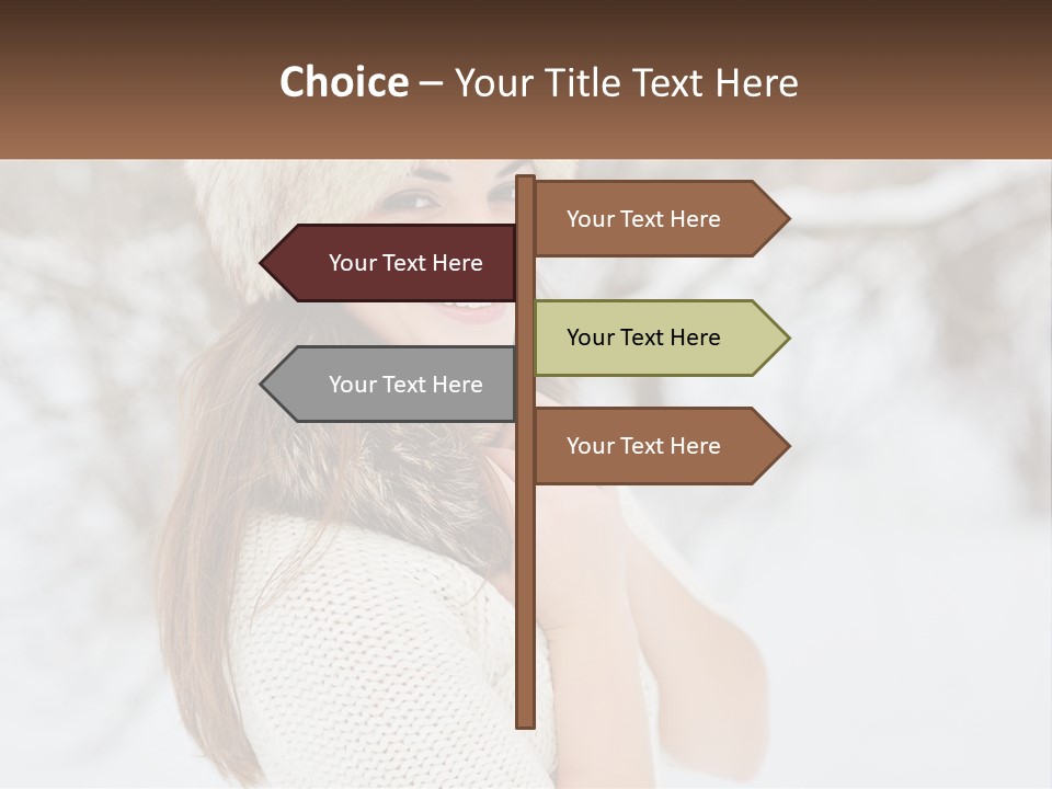 A Woman Wearing A Fur Hat And Scarf PowerPoint Template