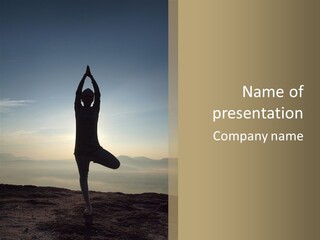 A Person Doing Yoga On Top Of A Mountain PowerPoint Template