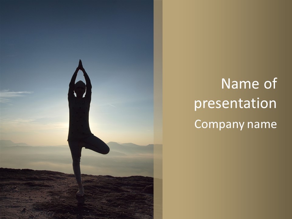 A Person Doing Yoga On Top Of A Mountain PowerPoint Template