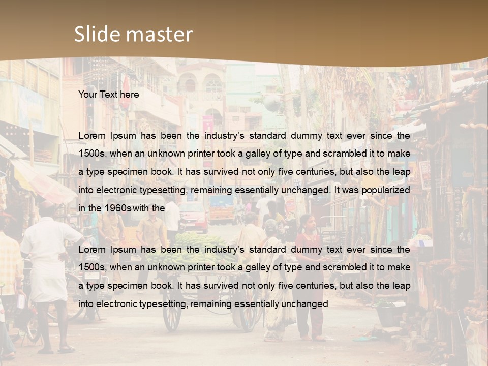 A Group Of People Walking Down A Street PowerPoint Template