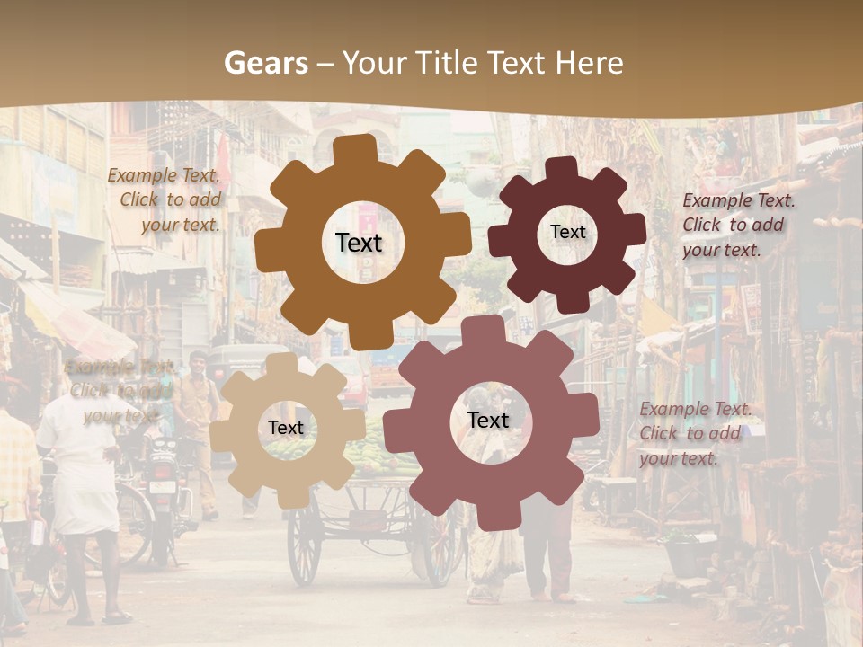 A Group Of People Walking Down A Street PowerPoint Template