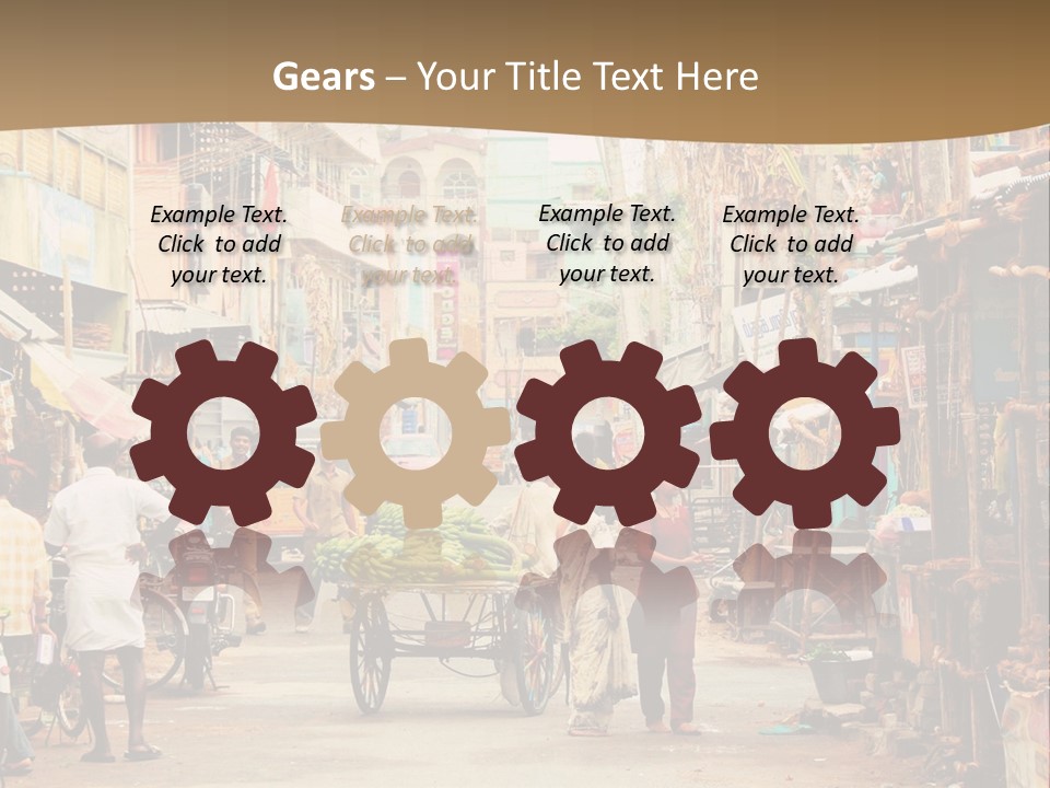 A Group Of People Walking Down A Street PowerPoint Template