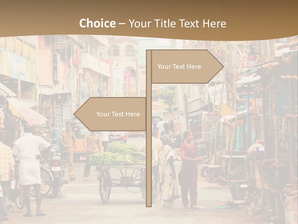 A Group Of People Walking Down A Street PowerPoint Template
