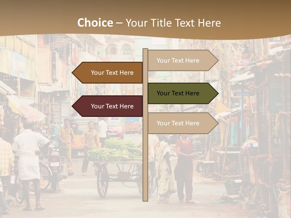 A Group Of People Walking Down A Street PowerPoint Template