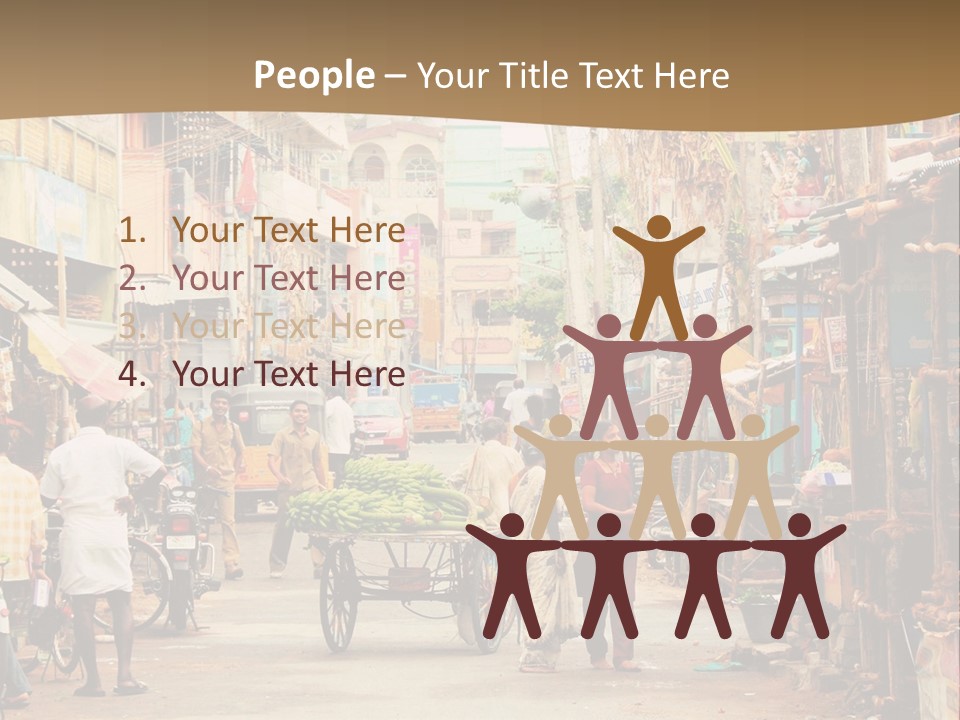 A Group Of People Walking Down A Street PowerPoint Template