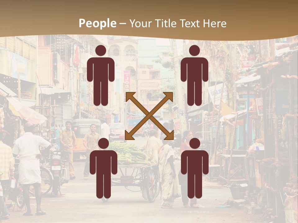 A Group Of People Walking Down A Street PowerPoint Template