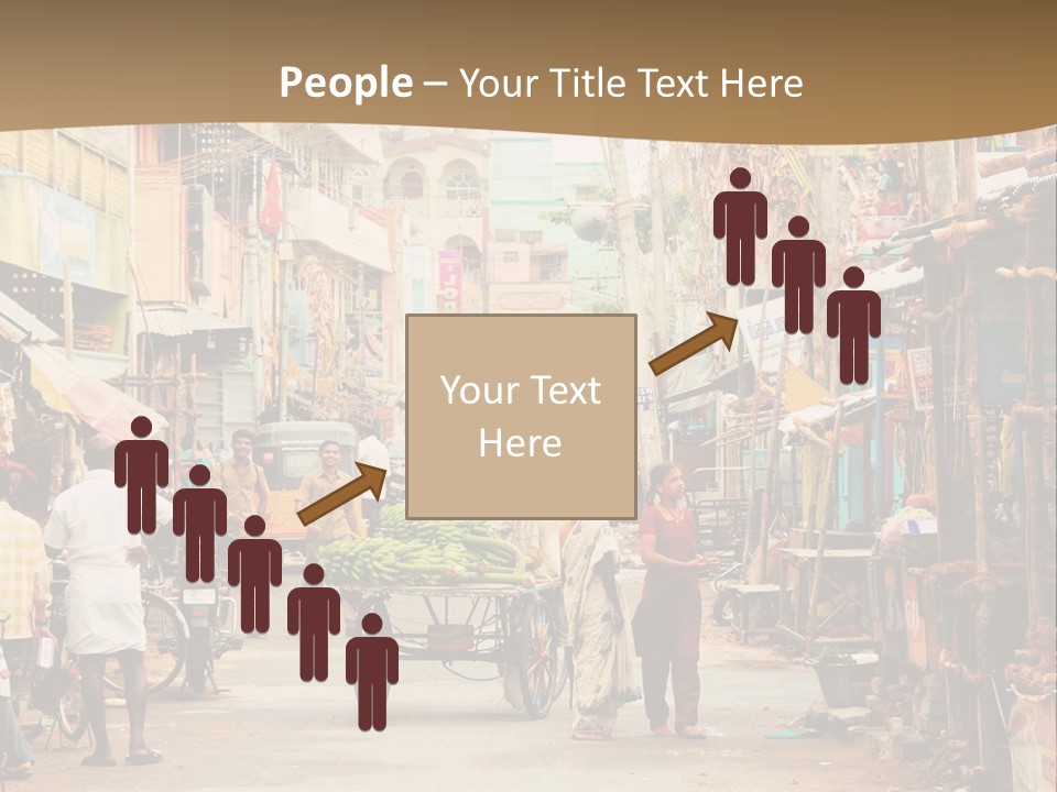 A Group Of People Walking Down A Street PowerPoint Template