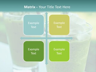 Two Glasses Of Green Smoothie With Whipped Cream On Top PowerPoint Template