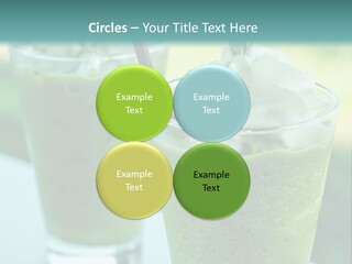 Two Glasses Of Green Smoothie With Whipped Cream On Top PowerPoint Template