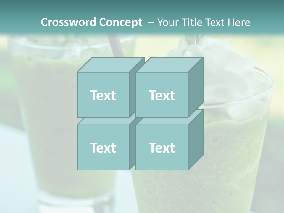 Two Glasses Of Green Smoothie With Whipped Cream On Top PowerPoint Template