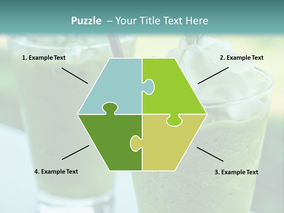 Two Glasses Of Green Smoothie With Whipped Cream On Top PowerPoint Template