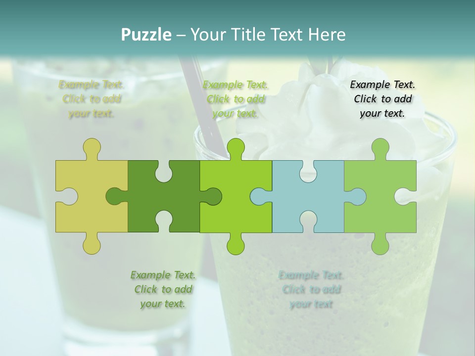 Two Glasses Of Green Smoothie With Whipped Cream On Top PowerPoint Template