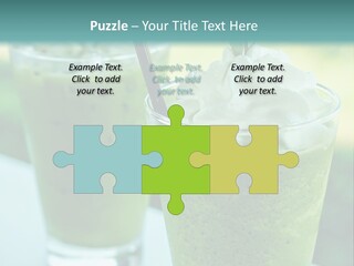 Two Glasses Of Green Smoothie With Whipped Cream On Top PowerPoint Template