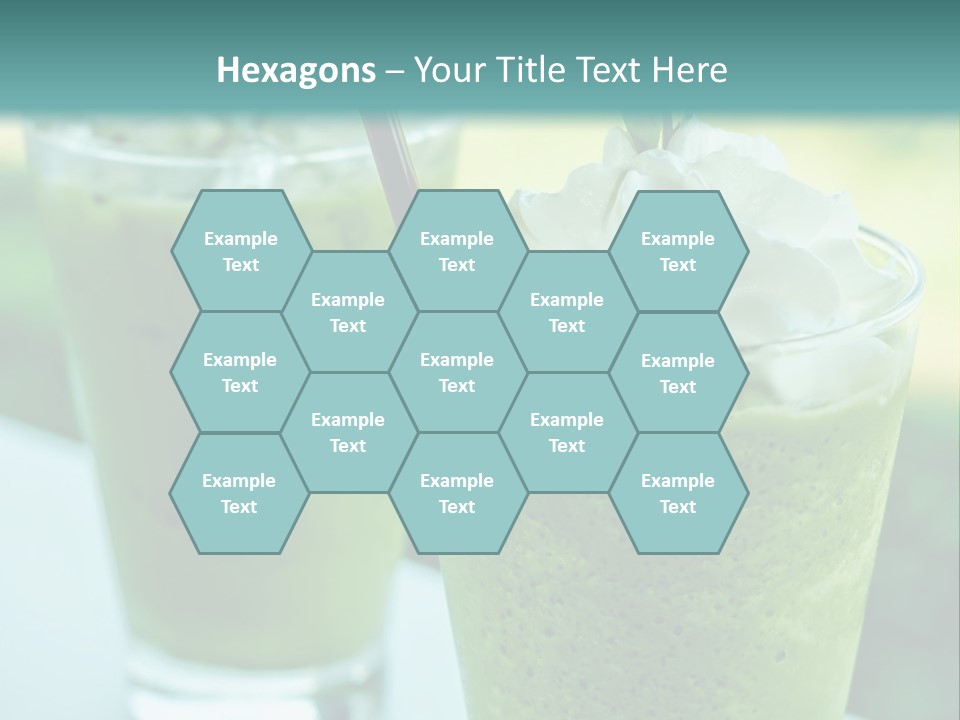 Two Glasses Of Green Smoothie With Whipped Cream On Top PowerPoint Template