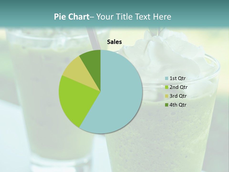 Two Glasses Of Green Smoothie With Whipped Cream On Top PowerPoint Template