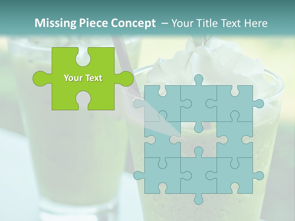 Two Glasses Of Green Smoothie With Whipped Cream On Top PowerPoint Template