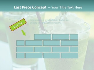 Two Glasses Of Green Smoothie With Whipped Cream On Top PowerPoint Template