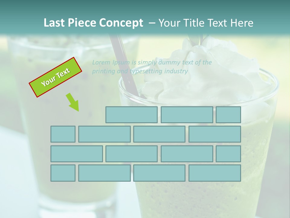 Two Glasses Of Green Smoothie With Whipped Cream On Top PowerPoint Template