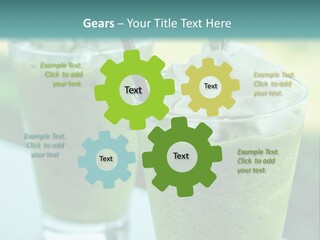 Two Glasses Of Green Smoothie With Whipped Cream On Top PowerPoint Template