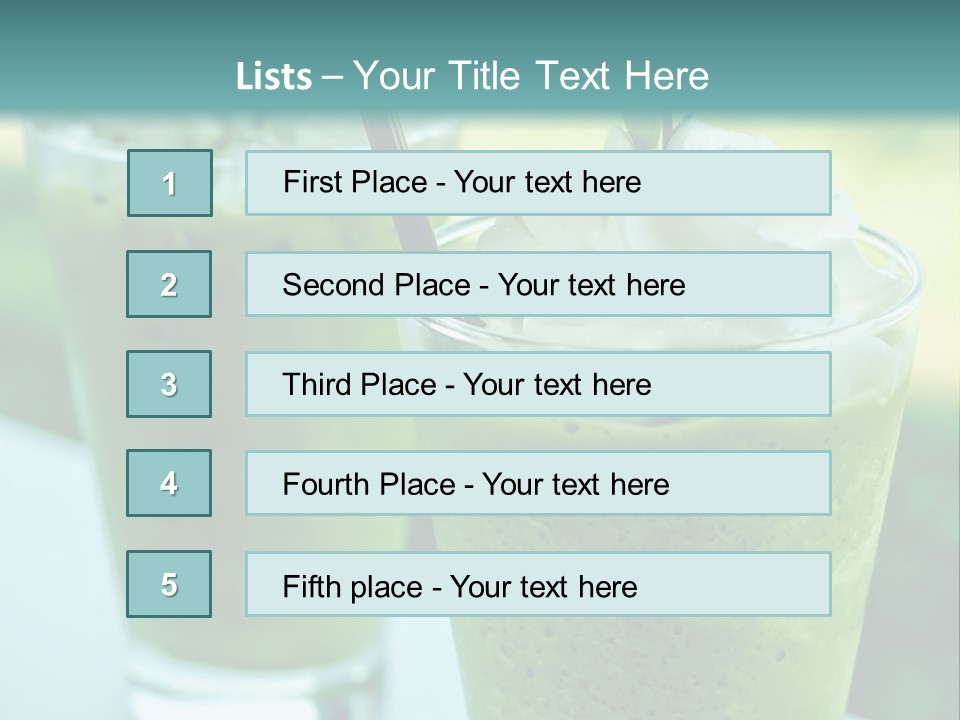 Two Glasses Of Green Smoothie With Whipped Cream On Top PowerPoint Template