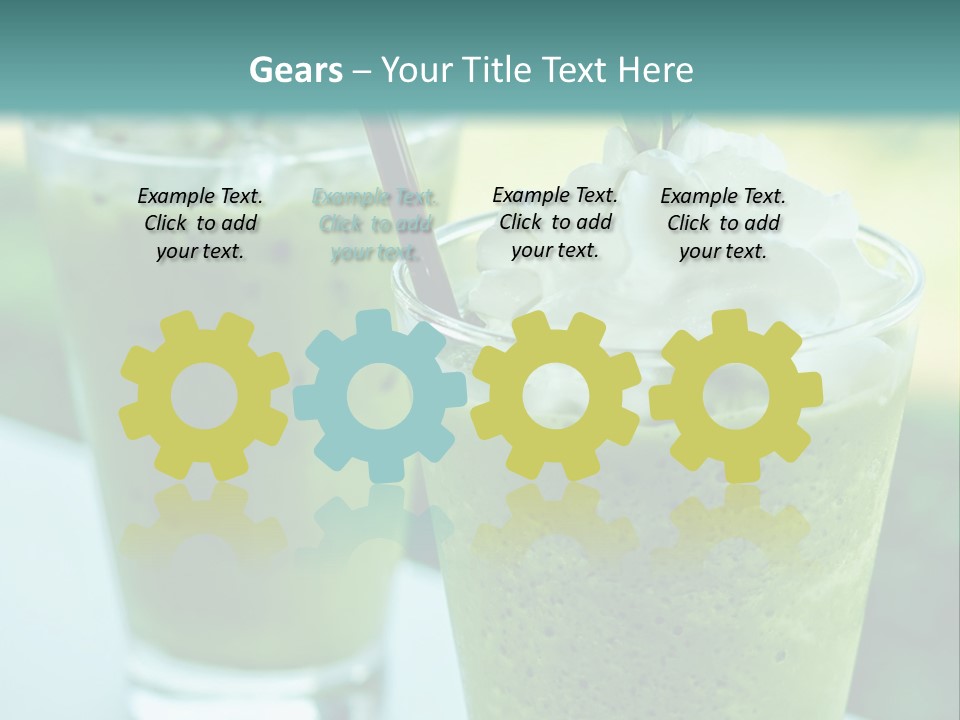 Two Glasses Of Green Smoothie With Whipped Cream On Top PowerPoint Template