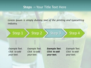Two Glasses Of Green Smoothie With Whipped Cream On Top PowerPoint Template
