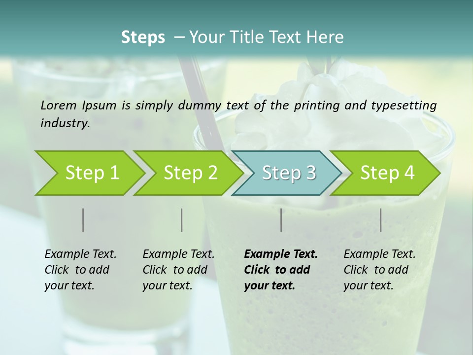 Two Glasses Of Green Smoothie With Whipped Cream On Top PowerPoint Template