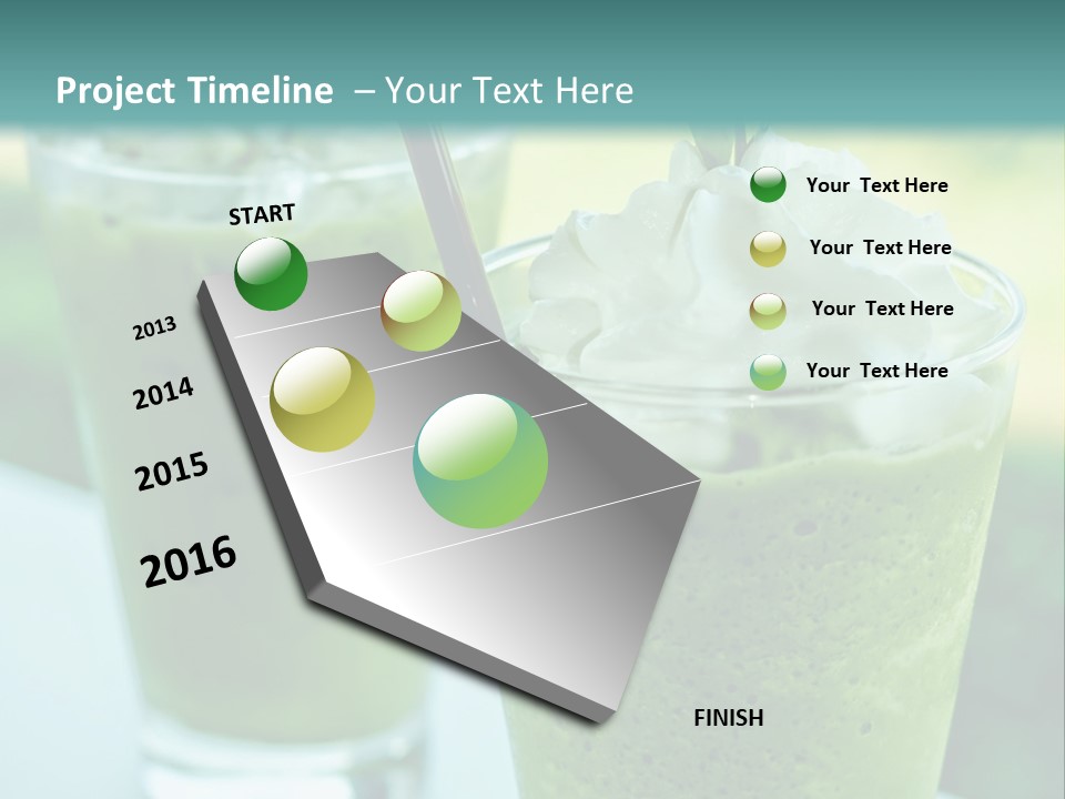 Two Glasses Of Green Smoothie With Whipped Cream On Top PowerPoint Template