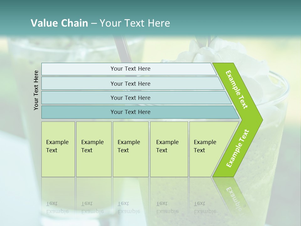 Two Glasses Of Green Smoothie With Whipped Cream On Top PowerPoint Template