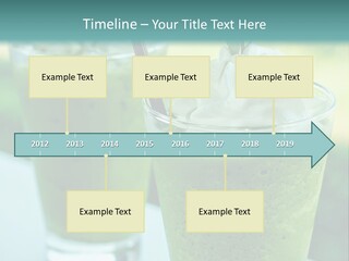 Two Glasses Of Green Smoothie With Whipped Cream On Top PowerPoint Template