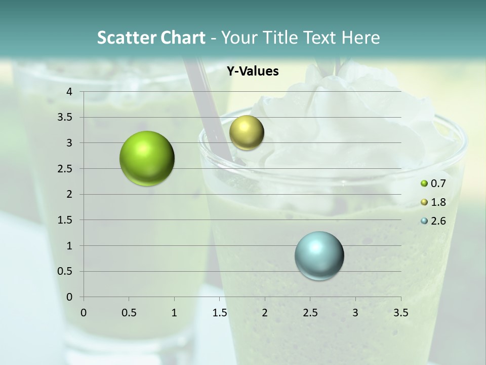 Two Glasses Of Green Smoothie With Whipped Cream On Top PowerPoint Template