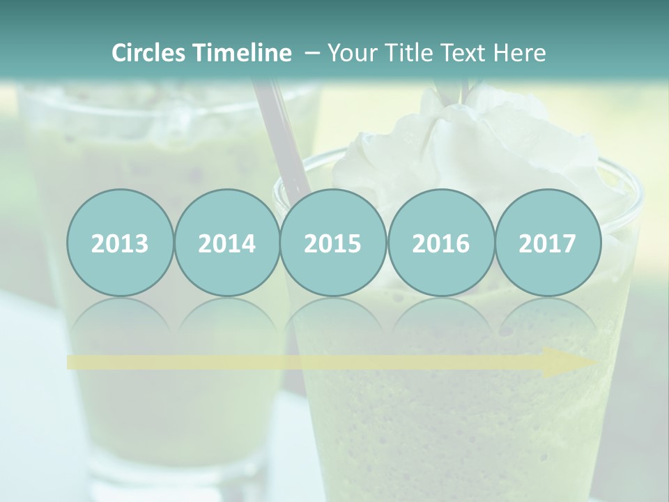 Two Glasses Of Green Smoothie With Whipped Cream On Top PowerPoint Template