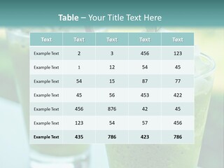 Two Glasses Of Green Smoothie With Whipped Cream On Top PowerPoint Template