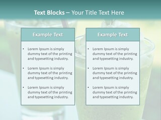 Two Glasses Of Green Smoothie With Whipped Cream On Top PowerPoint Template