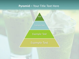 Two Glasses Of Green Smoothie With Whipped Cream On Top PowerPoint Template