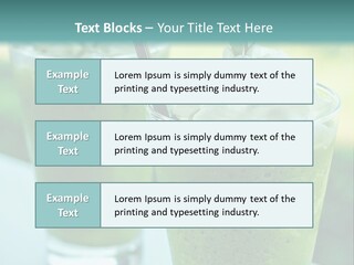 Two Glasses Of Green Smoothie With Whipped Cream On Top PowerPoint Template