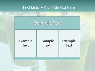 Two Glasses Of Green Smoothie With Whipped Cream On Top PowerPoint Template